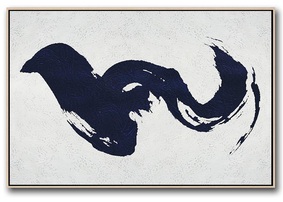 Horizontal Navy Blue Minimal Art #NV149C